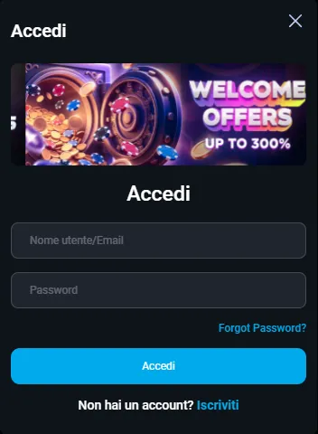 Finestra di accesso MyStake con i campi nome utente e password